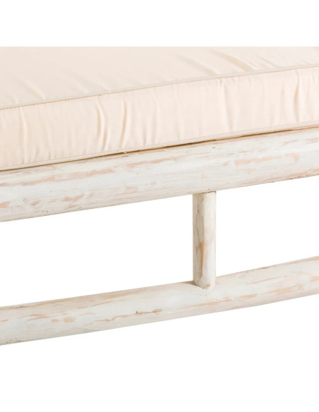 Canapé de jardin en teck blanchi avec coussins