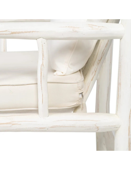 Fauteuil de jardin en teck blanchi avec coussins