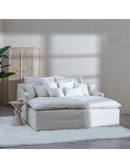 Canapé méridienne cosy en tissu déhoussable