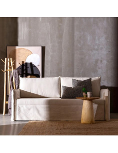 Canapé lit en tissu beige