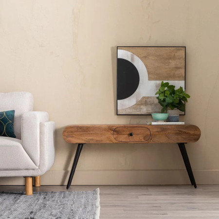Meuble TV rétro en bois et métal avec...