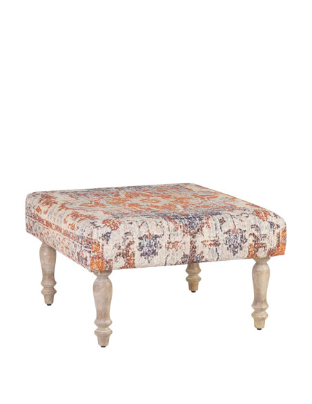 Pouf en tissu imprimé style kilim