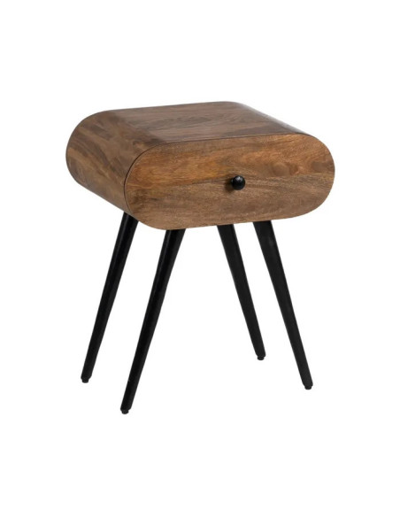 Table de chevet rétro en bois avec tiroir Livu