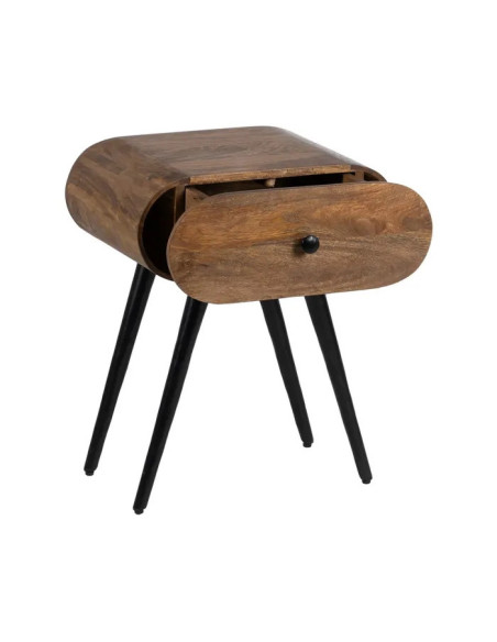 Table de chevet rétro en bois avec tiroir Livu