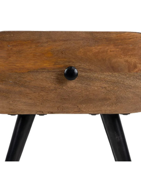 Table de chevet rétro en bois avec tiroir Livu