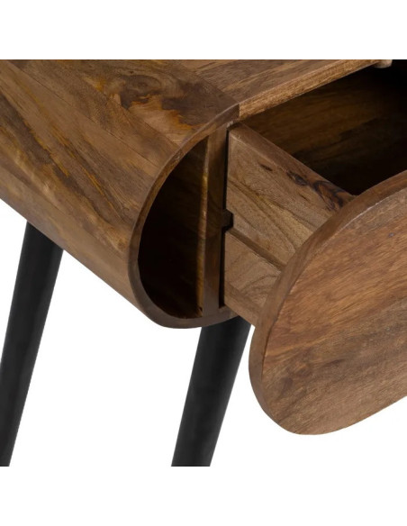 Table de chevet rétro en bois avec tiroir Livu