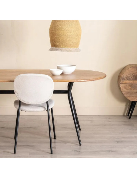 Table de repas ovale rétro plateau en manguier Livu