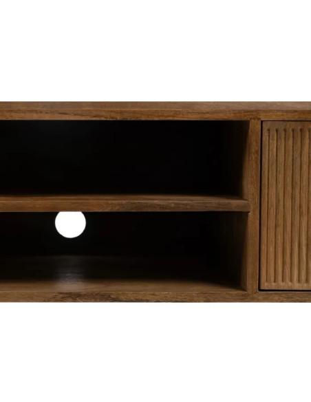 Meuble TV en bois massif 2 portes et 2 niches Apri