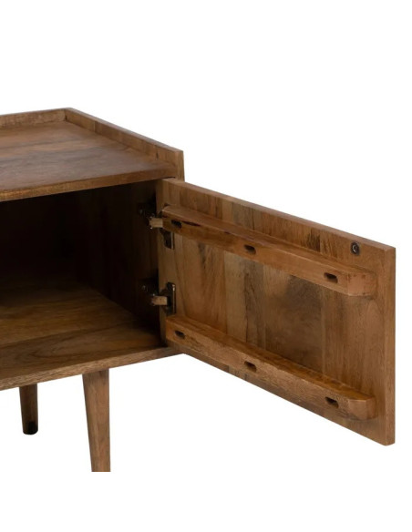 Meuble TV en bois massif 2 portes et 2 niches Apri