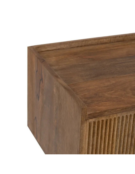 Meuble TV en bois massif 2 portes et 2 niches Apri