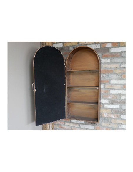 Miroir fenêtre en métal avec porte et étagères