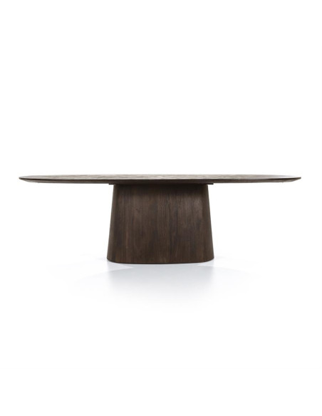 Grande table ovale en bois teinté Aron