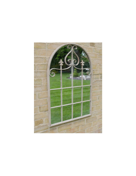 Miroir fenêtre en métal avec patine antique 95 cm