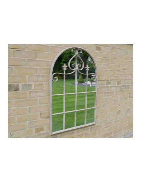 Miroir fenêtre en métal avec patine antique 95 cm