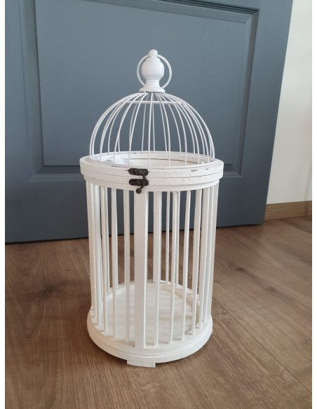 Lot de 2 Cages en bois et métal blanc