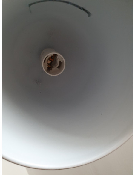 Lampe à poser en bois patiné et métal