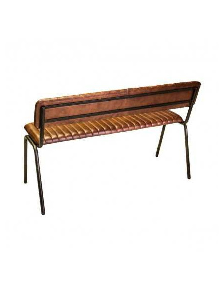Banquette rétro en cuir et métal 120 cm Marco