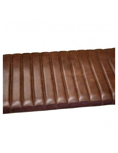 Banquette rétro en cuir et métal 120 cm Marco