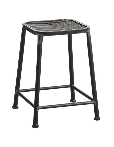 Tabouret carré en métal antique