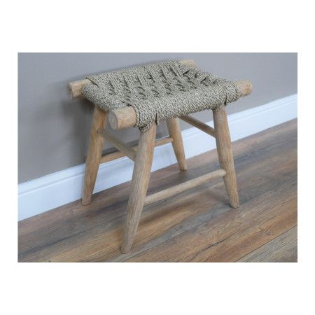 Tabouret d'appoint en bois et corde