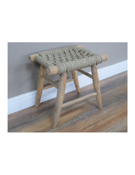 Petit tabouret d'appoint en bois naturel
