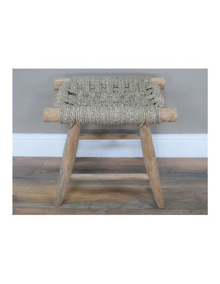 Petit tabouret d'appoint en bois naturel