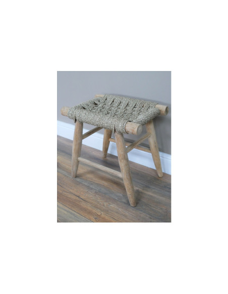 Petit tabouret d'appoint en bois naturel