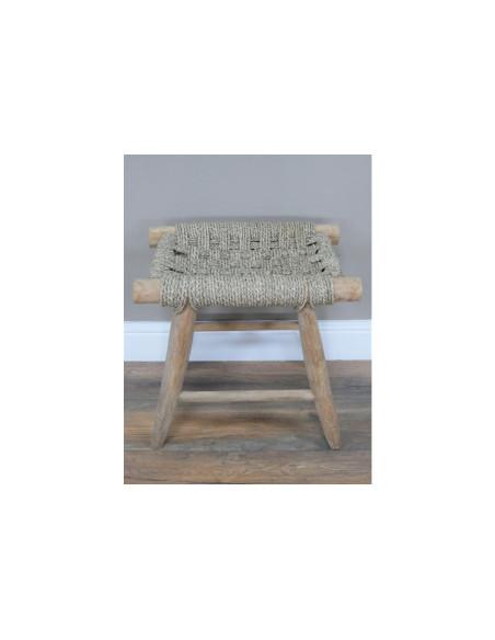 Petit tabouret d'appoint en bois naturel