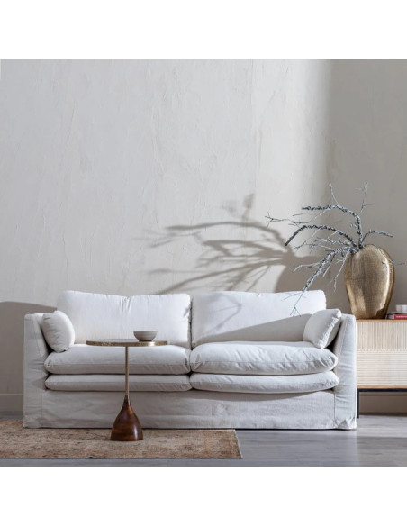 Canapé cocooning déhoussable en tissu Beige