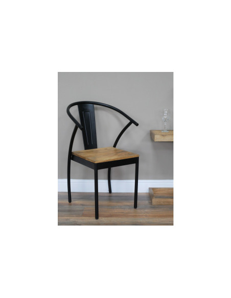 Chaise dossier arrondi à assise bois