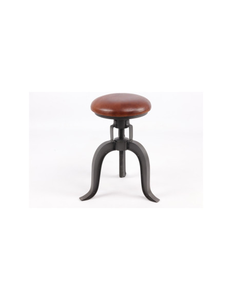 Tabouret ajustable en hauteur avec assise en cuir