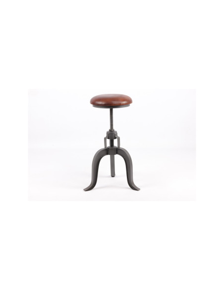 Tabouret ajustable en hauteur avec assise en cuir