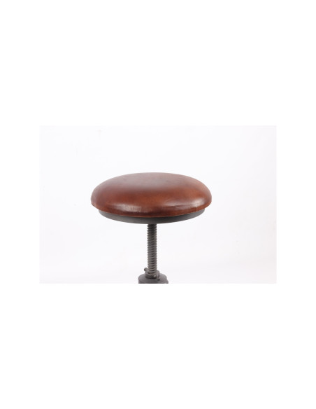 Tabouret ajustable en hauteur avec assise en cuir