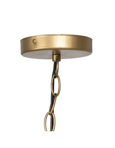 Lustre rond à deux étages en perles de bois