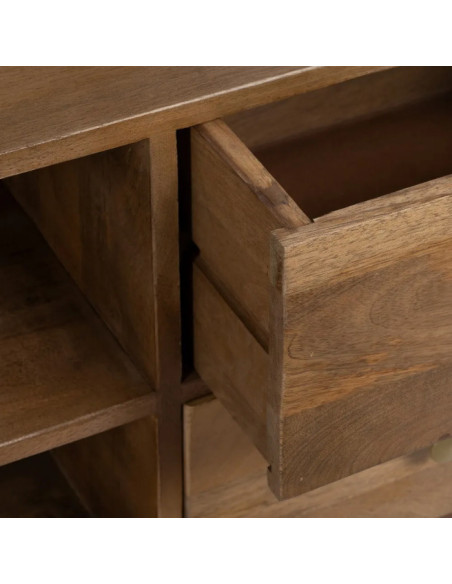 Meuble TV en manguier et rotin Tari