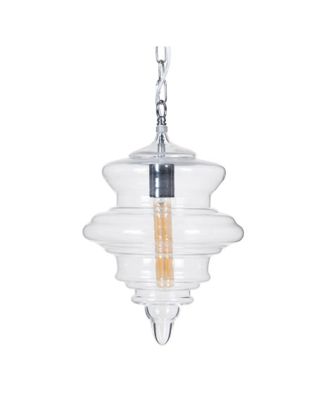 Lustre en verre transparent forme toupie