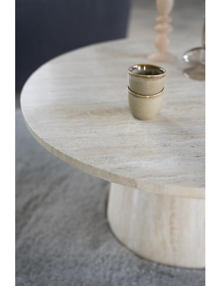Table basse ronde en travertin Aime