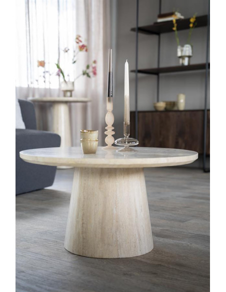Table basse ronde en travertin Aime