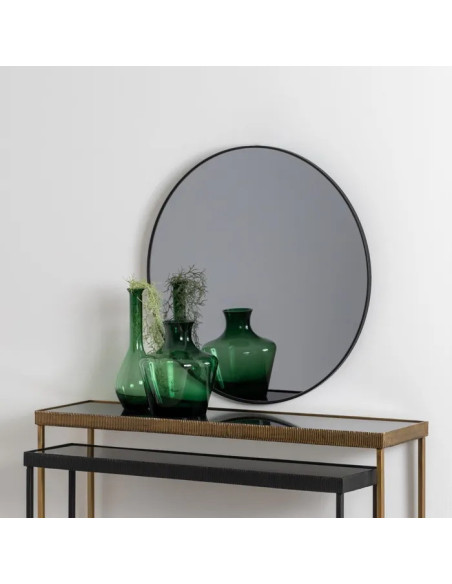 Miroir rond en métal anthracite 70 cm