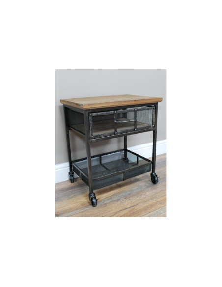 Chevet métallique avec tiroir sur roulettes