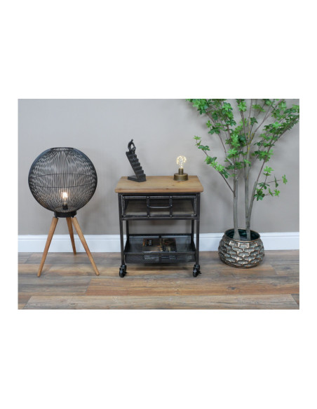 Chevet métallique avec tiroir sur roulettes