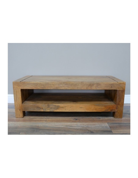 Table basse rectangulaire double plateau bois massif