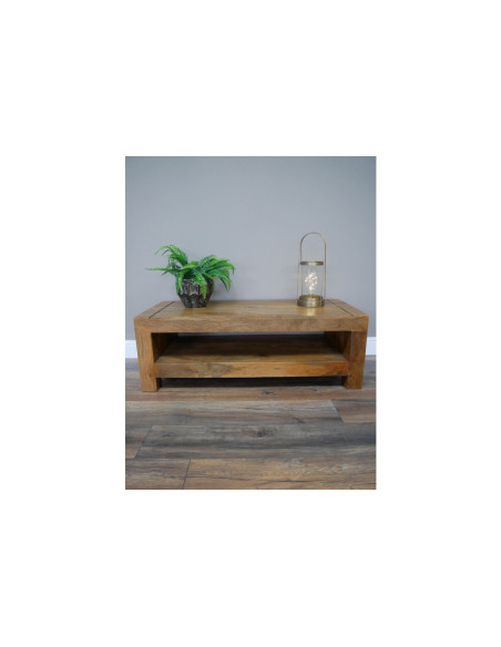 Table basse rectangulaire double plateau bois massif