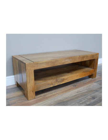 Table basse rectangulaire double plateau bois massif