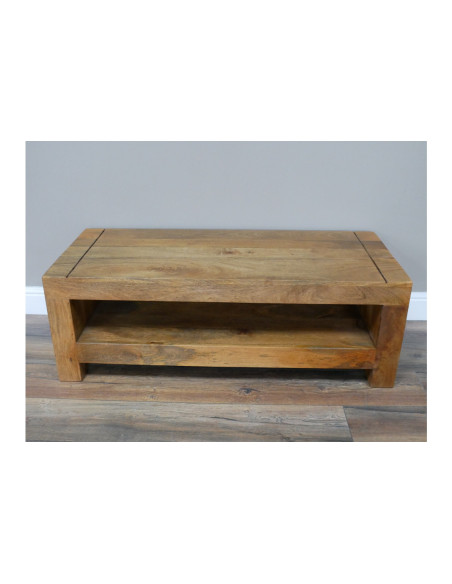 Table basse rectangulaire double plateau bois massif