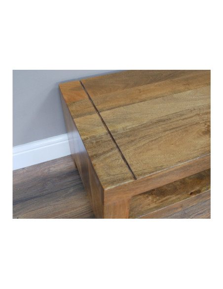 Table basse rectangulaire double plateau bois massif