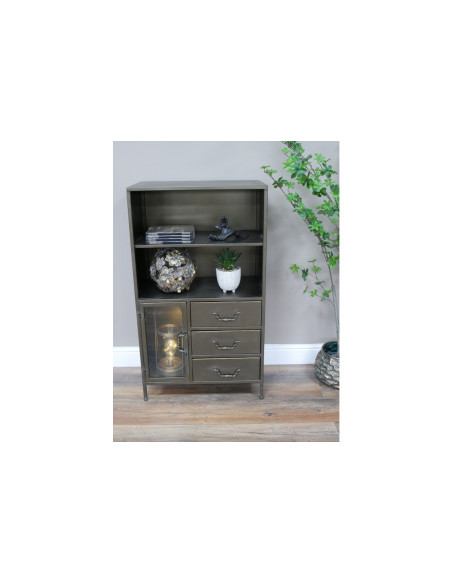 Meuble d'appoint métallique avec 3 tiroirs