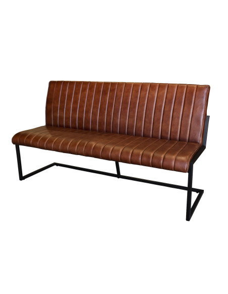 Banquette style bistrot en cuir marron vintage Lucy