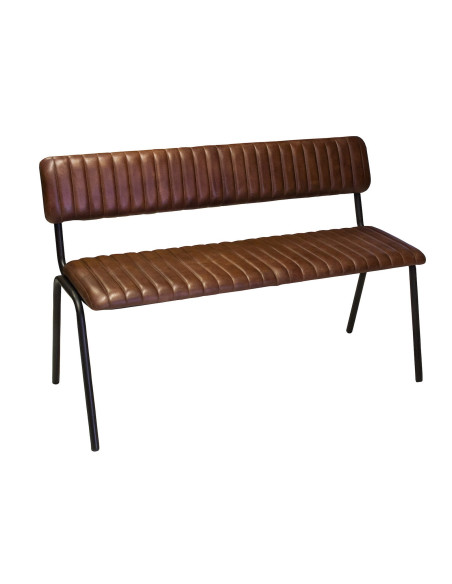Banquette rétro en cuir et métal 120 cm Marco