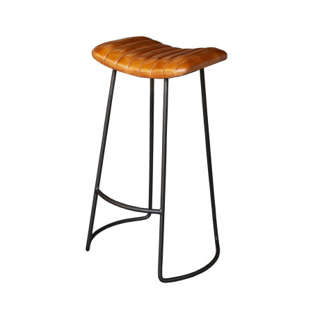 Tabouret de bar en cuir cognac et... Tabouret de bar en cuir cognac et...